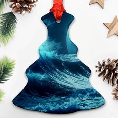 Moonlight High Tide Storm Tsunami Waves Ocean Sea Ornament (christmas Tree) 