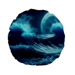 Moonlight High Tide Storm Tsunami Waves Ocean Sea Standard 15  Premium Round Cushions Front