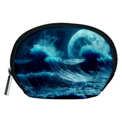 Moonlight High Tide Storm Tsunami Waves Ocean Sea Accessory Pouch (medium) by uniart180623