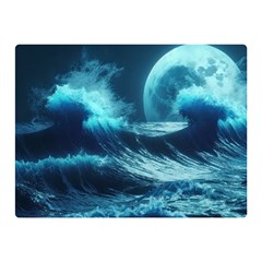 Moonlight High Tide Storm Tsunami Waves Ocean Sea Two Sides Premium Plush Fleece Blanket (mini) by uniart180623