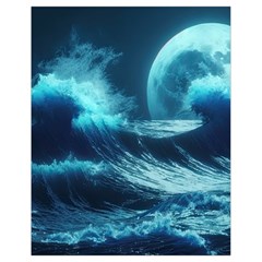 Moonlight High Tide Storm Tsunami Waves Ocean Sea Drawstring Bag (small) by uniart180623