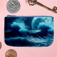 Moonlight High Tide Storm Tsunami Waves Ocean Sea Large Coin Purse by uniart180623