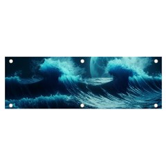 Moonlight High Tide Storm Tsunami Waves Ocean Sea Banner And Sign 6  X 2  by uniart180623