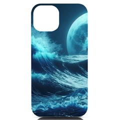 Moonlight High Tide Storm Tsunami Waves Ocean Sea Iphone 14 Black Uv Print Case by uniart180623