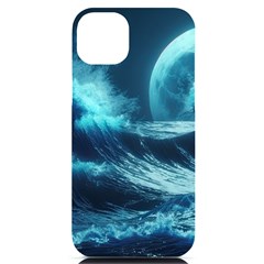 Moonlight High Tide Storm Tsunami Waves Ocean Sea Iphone 14 Plus Black Uv Print Case by uniart180623