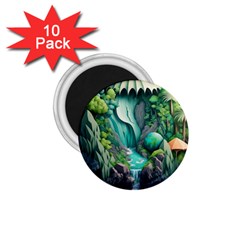 Waterfall Jungle Nature Paper Craft Trees Tropical 1 75  Magnets (10 Pack)  by uniart180623