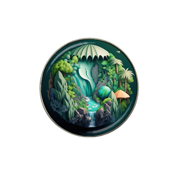 Waterfall Jungle Nature Paper Craft Trees Tropical Hat Clip Ball Marker