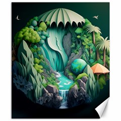 Waterfall Jungle Nature Paper Craft Trees Tropical Canvas 8  X 10  by uniart180623