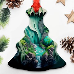 Waterfall Jungle Nature Paper Craft Trees Tropical Ornament (christmas Tree) 