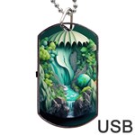 Waterfall Jungle Nature Paper Craft Trees Tropical Dog Tag USB Flash (One Side) Front