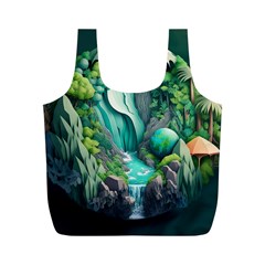 Waterfall Jungle Nature Paper Craft Trees Tropical Full Print Recycle Bag (m) by uniart180623