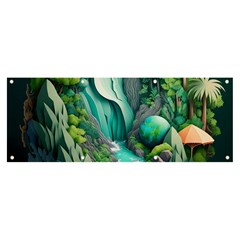 Waterfall Jungle Nature Paper Craft Trees Tropical Banner And Sign 8  X 3  by uniart180623