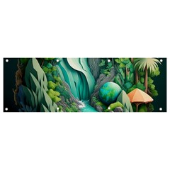 Waterfall Jungle Nature Paper Craft Trees Tropical Banner And Sign 9  X 3  by uniart180623