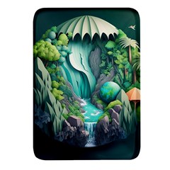 Waterfall Jungle Nature Paper Craft Trees Tropical Rectangular Glass Fridge Magnet (4 Pack) by uniart180623