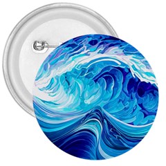 Tsunami Waves Ocean Sea Nautical Nature Water 3  Buttons by uniart180623