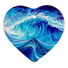 Tsunami Waves Ocean Sea Nautical Nature Water Ornament (heart) by uniart180623