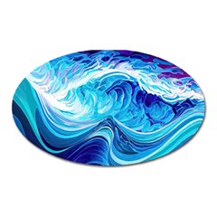 Tsunami Waves Ocean Sea Nautical Nature Water Oval Magnet by uniart180623