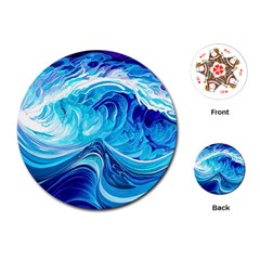 Tsunami Waves Ocean Sea Nautical Nature Water Playing Cards Single Design (round)