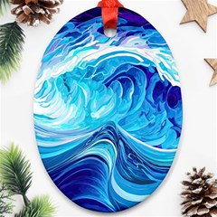 Tsunami Waves Ocean Sea Nautical Nature Water Oval Ornament (two Sides)