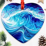 Tsunami Waves Ocean Sea Nautical Nature Water Heart Ornament (Two Sides) Front