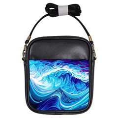 Tsunami Waves Ocean Sea Nautical Nature Water Girls Sling Bag by uniart180623