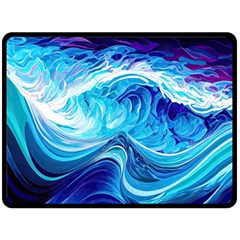 Tsunami Waves Ocean Sea Nautical Nature Water Fleece Blanket (large) by uniart180623