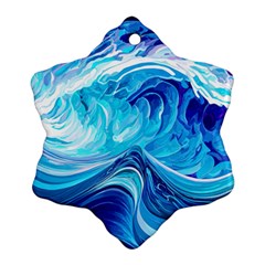 Tsunami Waves Ocean Sea Nautical Nature Water Snowflake Ornament (two Sides)