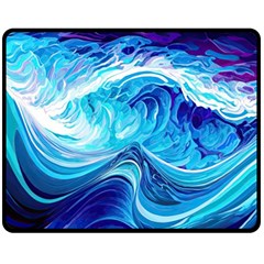 Tsunami Waves Ocean Sea Nautical Nature Water Two Sides Fleece Blanket (medium) by uniart180623