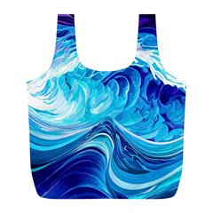 Tsunami Waves Ocean Sea Nautical Nature Water Full Print Recycle Bag (l) by uniart180623