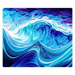 Tsunami Waves Ocean Sea Nautical Nature Water Two Sides Premium Plush Fleece Blanket (small) by uniart180623