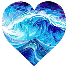 Tsunami Waves Ocean Sea Nautical Nature Water Wooden Puzzle Heart by uniart180623