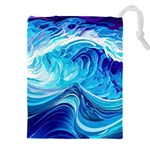 Tsunami Waves Ocean Sea Nautical Nature Water Drawstring Pouch (5XL) Front