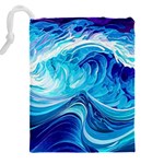 Tsunami Waves Ocean Sea Nautical Nature Water Drawstring Pouch (5XL) Back