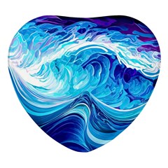 Tsunami Waves Ocean Sea Nautical Nature Water Heart Glass Fridge Magnet (4 Pack) by uniart180623