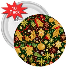 Christmas Pattern 3  Buttons (10 Pack)  by Valentinaart