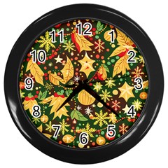 Christmas Pattern Wall Clock (black) by Valentinaart