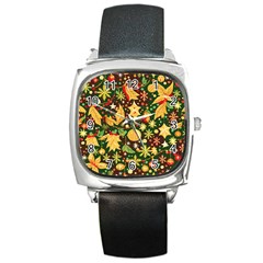 Christmas Pattern Square Metal Watch