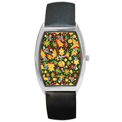 Christmas Pattern Barrel Style Metal Watch