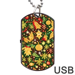 Christmas Pattern Dog Tag Usb Flash (two Sides)