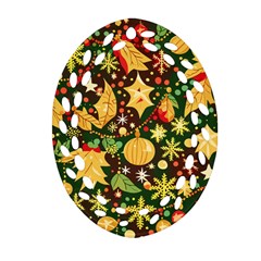 Christmas Pattern Oval Filigree Ornament (two Sides) by Valentinaart