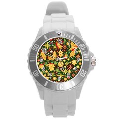 Christmas Pattern Round Plastic Sport Watch (l)