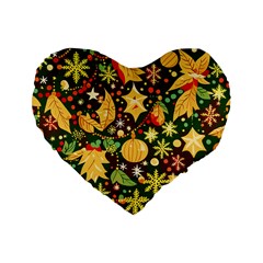 Christmas Pattern Standard 16  Premium Heart Shape Cushions by Valentinaart