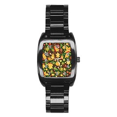 Christmas Pattern Stainless Steel Barrel Watch by Valentinaart