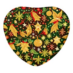 Christmas Pattern Heart Glass Fridge Magnet (4 Pack) by Valentinaart