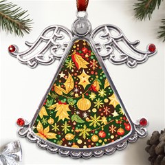 Christmas Pattern Metal Angel With Crystal Ornament