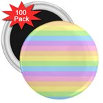 Cute Pastel Rainbow Stripes 3  Magnets (100 pack) Front