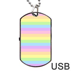 Cute Pastel Rainbow Stripes Dog Tag Usb Flash (two Sides) by Ket1n9