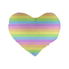 Cute Pastel Rainbow Stripes Standard 16  Premium Heart Shape Cushions by Ket1n9