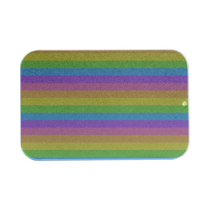 Cute Pastel Rainbow Stripes Open Lid Metal Box (Silver)  