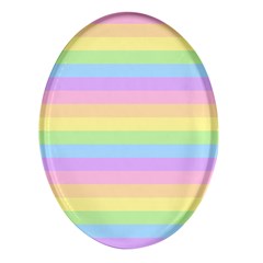 Cute Pastel Rainbow Stripes Oval Glass Fridge Magnet (4 Pack) by Ket1n9